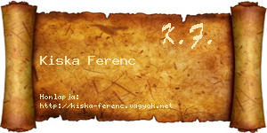 Kiska Ferenc névjegykártya