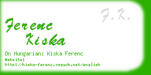 ferenc kiska business card